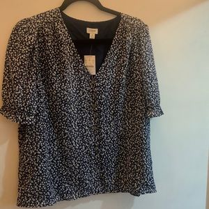 J. Crew Button Down Short Puff Sleeve Blouse